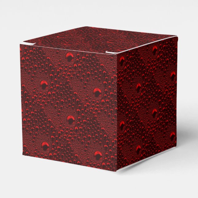 Water Drops on Crimson Metal Favor Boxes (Front Side)