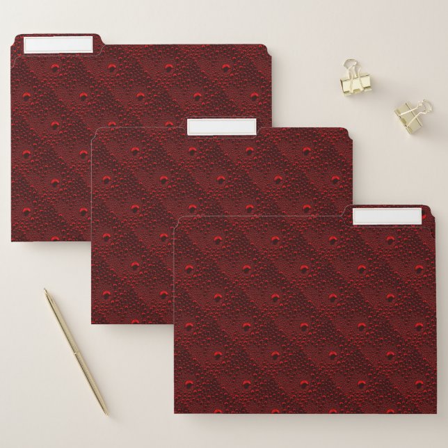 Water Drops on Crimson Metal File Folder (Set)