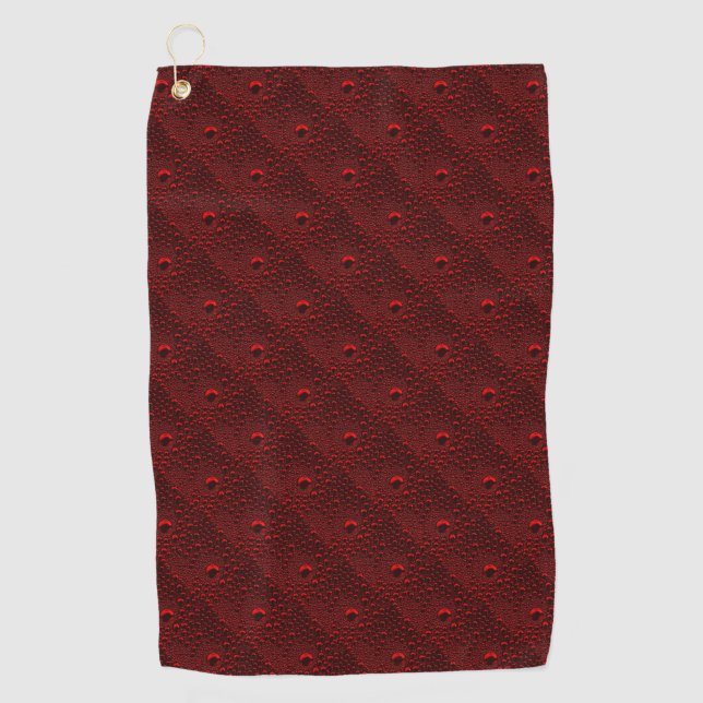 Water Drops on Crimson Metal Golf Towel (Front)