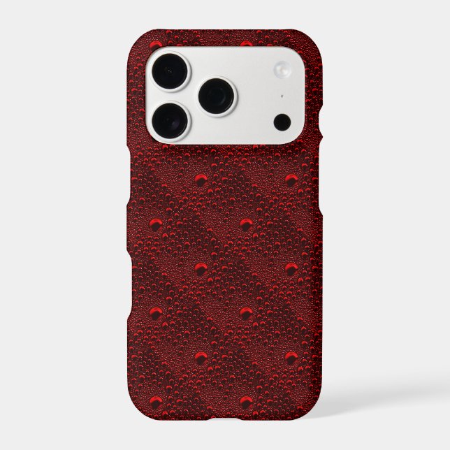 Water Drops on Crimson Metal iPhone Case (Back)