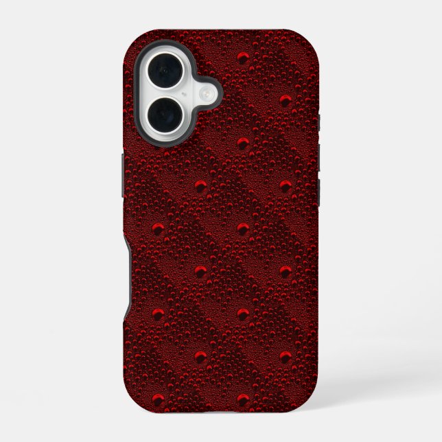 Water Drops on Crimson Metal iPhone Case (Back)