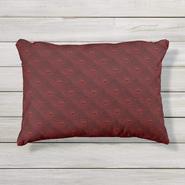 Water Drops on Crimson Metal Outdoor Pillow (Front)