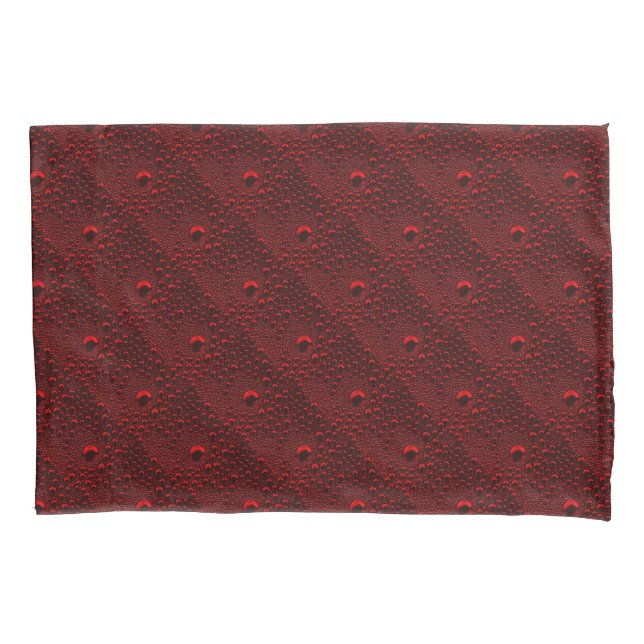 Water Drops on Crimson Metal Pillow Case (Front)