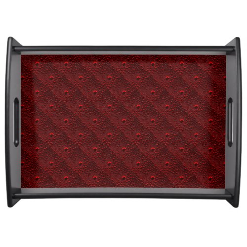 Water Drops on Crimson Metal Serving Tray