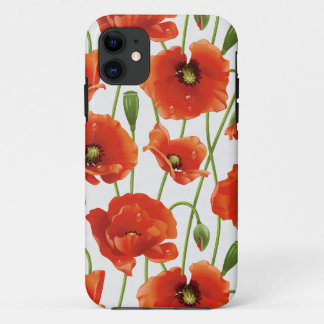 water drops on cute poppies iPhone 11 case