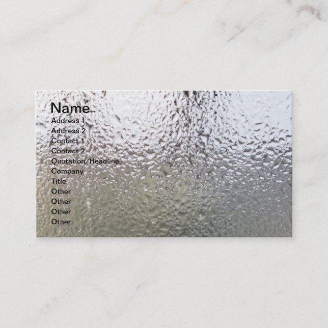 Water drops on glass business card (Front)
