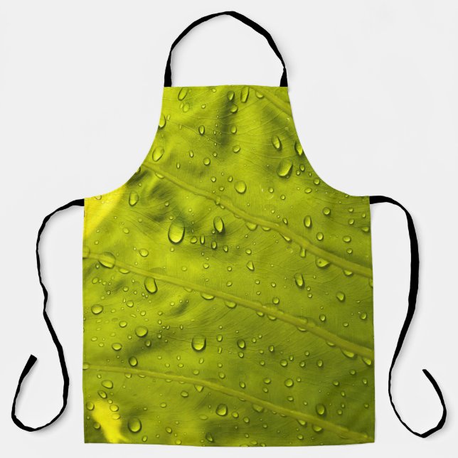 Water drops on green leaf apron (Front)