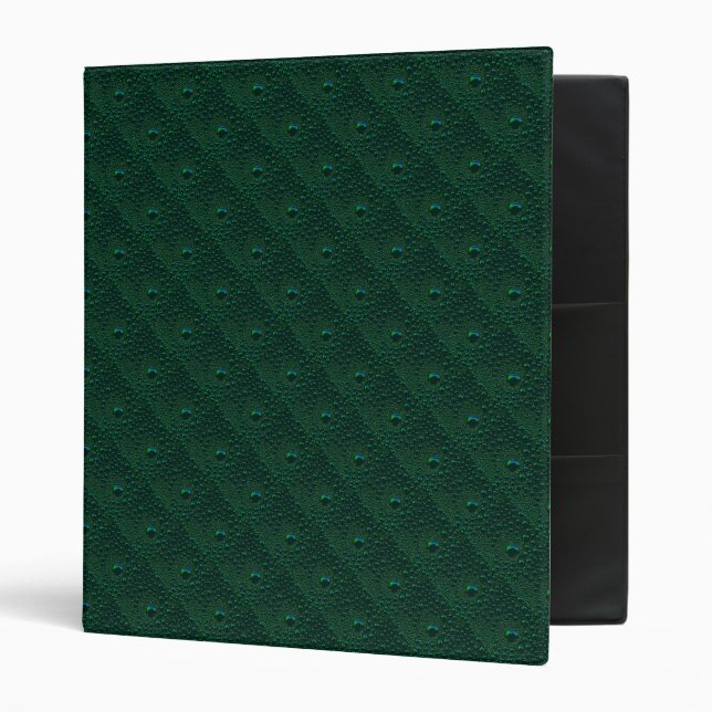 Water Drops on Green Metal 3 Ring Binder (Front/Inside)