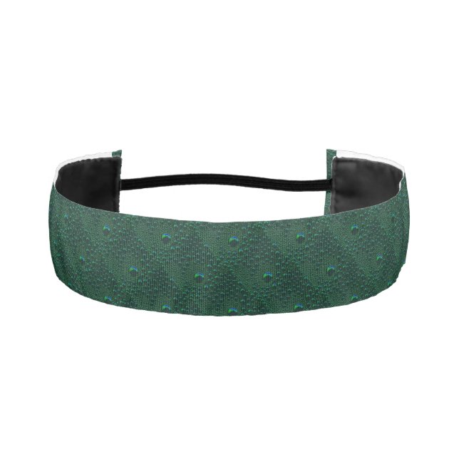 Water Drops on Green Metal Athletic Headband (Front)