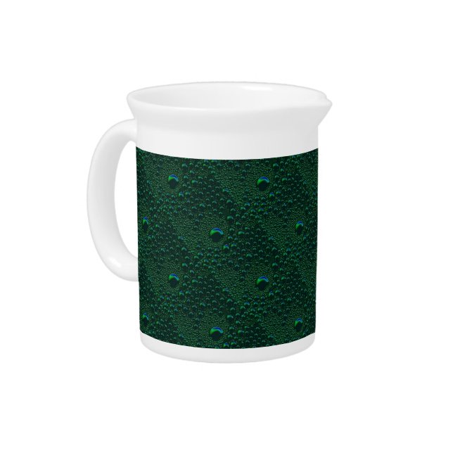 Water Drops on Green Metal Beverage Pitcher (Left)