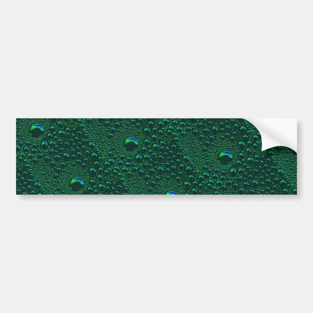 Water Drops on Green Metal Bumper Sticker (Front)