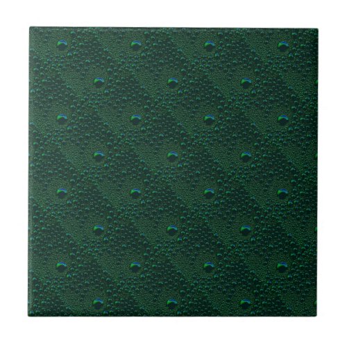 Water Drops on Green Metal Ceramic Tile