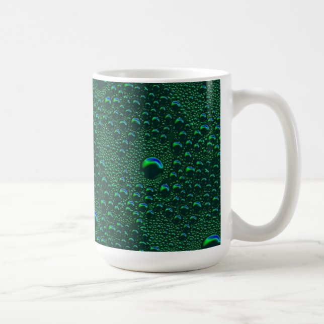 Water Drops on Green Metal Coffee Mug (Right)