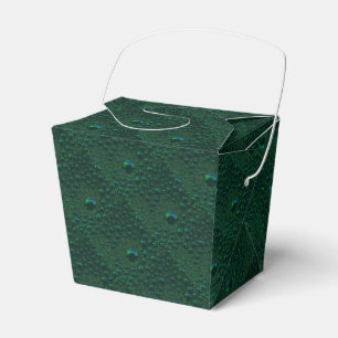 Water Drops on Green Metal Favor Boxes