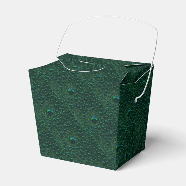 Water Drops on Green Metal Favor Boxes (Front Side)