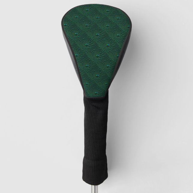 Water Drops on Green Metal Golf Head Cover (Front)