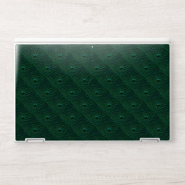 Water Drops on Green Metal HP Laptop Skin (Front)