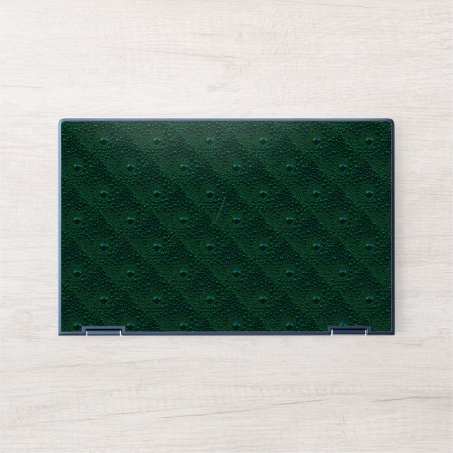 Water Drops on Green Metal HP Laptop Skin (Front)