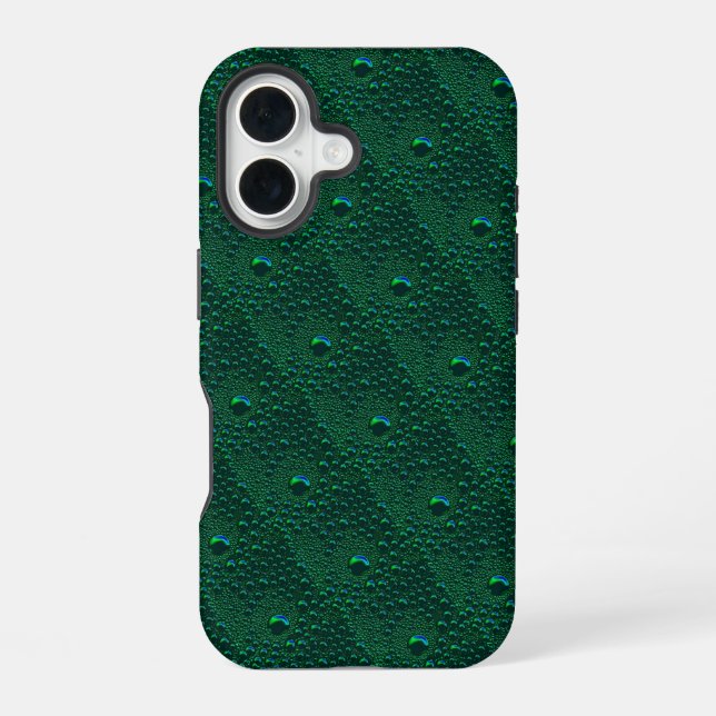 Water Drops on Green Metal iPhone Case (Back)