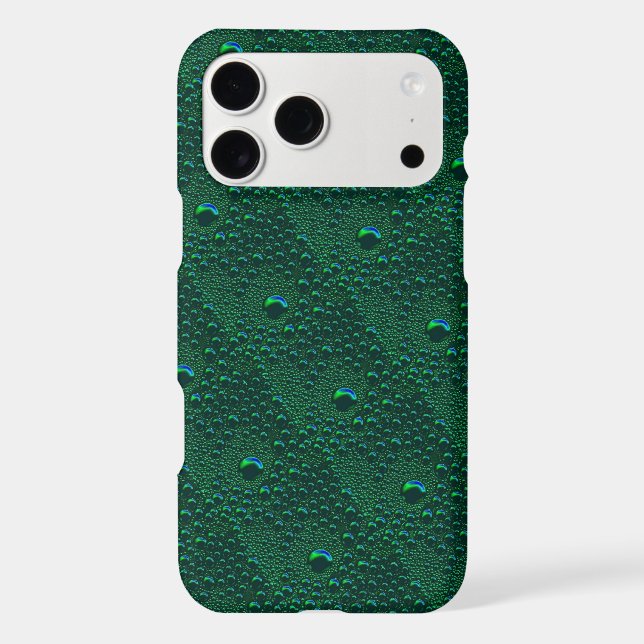 Water Drops on Green Metal iPhone Case (Back)