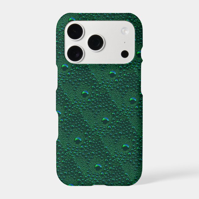 Water Drops on Green Metal iPhone Case (Back)