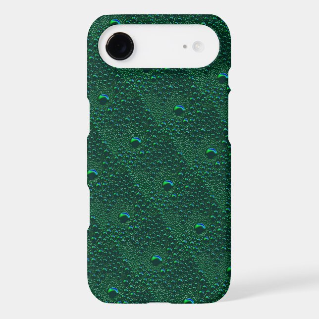 Water Drops on Green Metal iPhone Case (Back)
