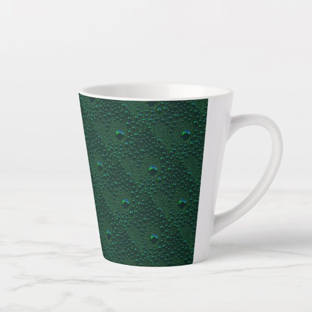 Water Drops on Green Metal Latte Mug (Right)