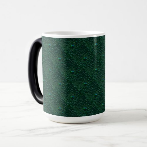 Water Drops on Green Metal Magic Mug