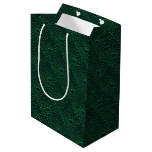 Water Drops on Green Metal Medium Gift Bag