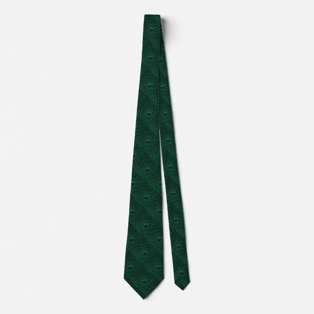 Water Drops on Green Metal Neck Tie (Front)