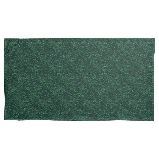 Water Drops on Green Metal Pillow Case (Front-Left)