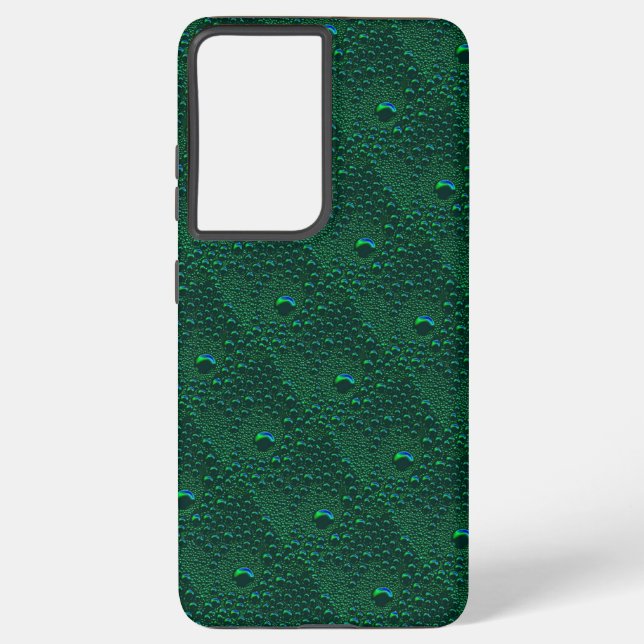 Water Drops on Green Metal Samsung Galaxy Case (Back)