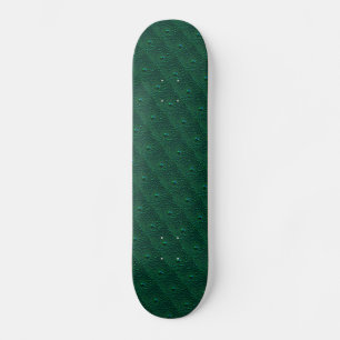 Water Drops on Green Metal Skateboard Deck