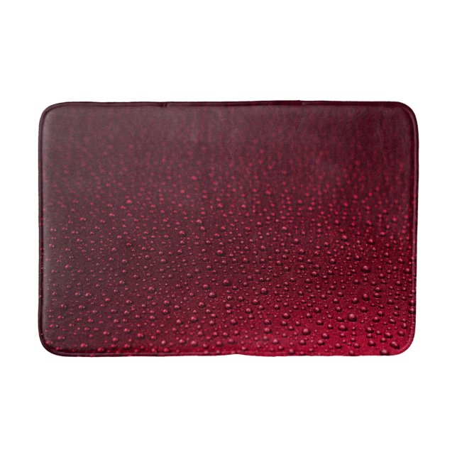Water Drops on Red Surface Bath Mat (Front)