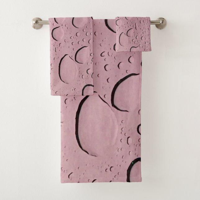 Water Drops Patterns Artsy Metallic Rose Gold Cool Bath Towel Set (Insitu)