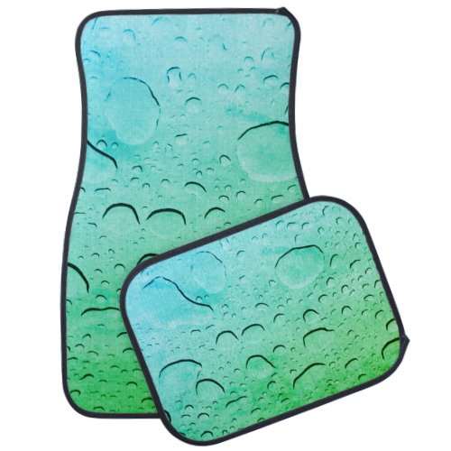 Water Drops Patterns Neon Green Teal Ombre Artsy Car Floor Mat