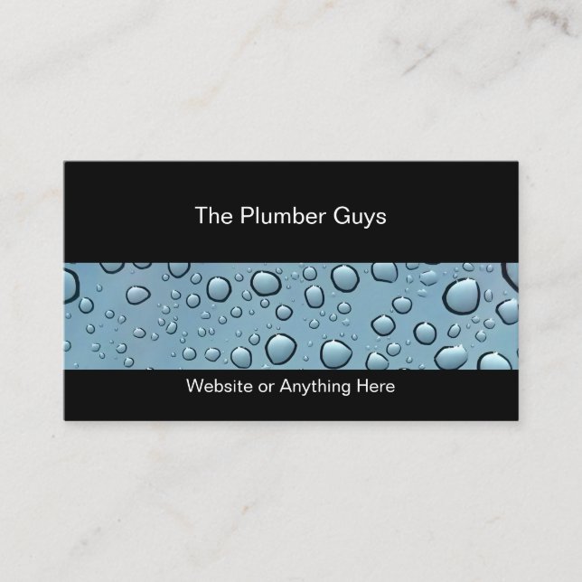 Water Drops Plumbing Or Cleaning Service Business Card (Front)
