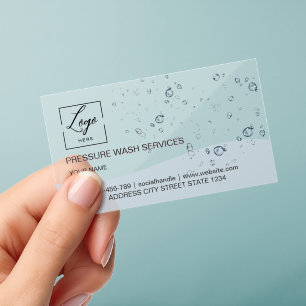 Water drops Pressure wash premium Clear Business Cards