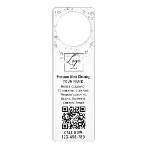 Water drops Qr code Pressure wash Door Hanger
