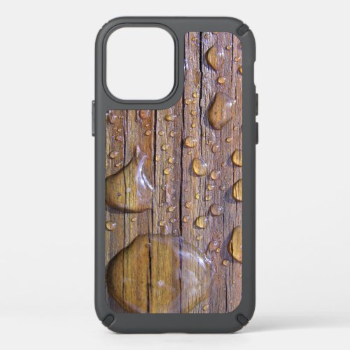 Water Drops Rustic Texture On Wood Close_Up Photo Speck iPhone 12 Case