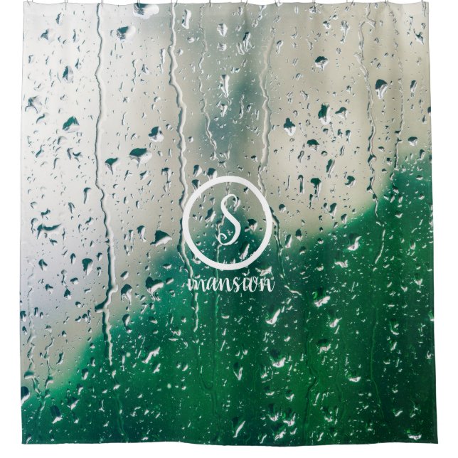 Water  Drops with Customizable Logo and Text Showe Shower Curtain (Front)