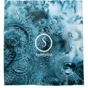 Water Drops with Customizable Logo and Text Showe Shower Curtain