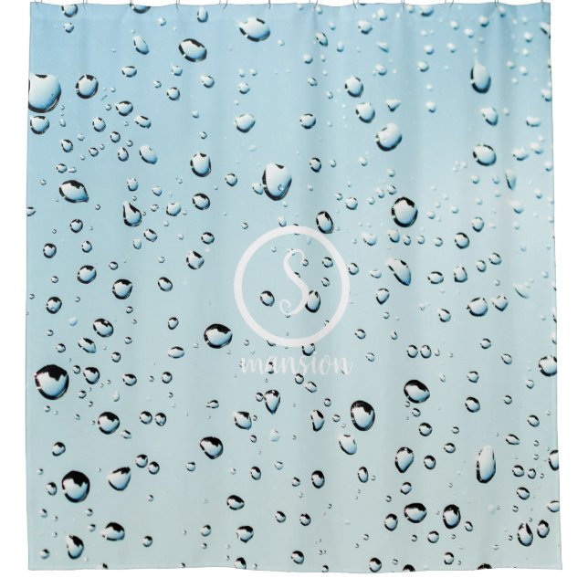 Water  Drops with Customizable Logo and Text Shower Curtain (Front)