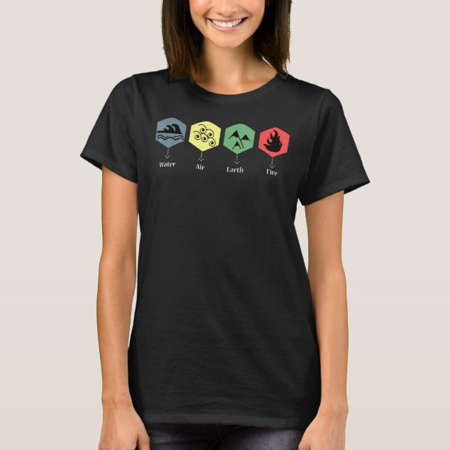 Water Earth Air Fire The Four Elements T-Shirt (Front)