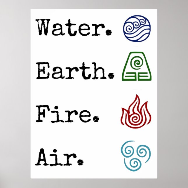 water earth fire air poster (Front)