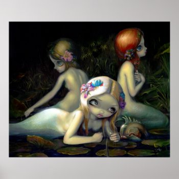 Water Elementals Art Print Mermaid Nymphs Dolphin by strangeling at Zazzle