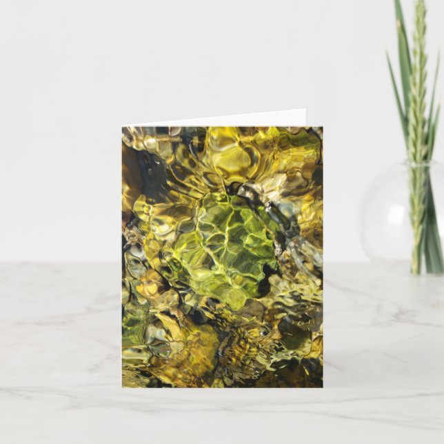 Water-faceted green rock greeting card (Front)