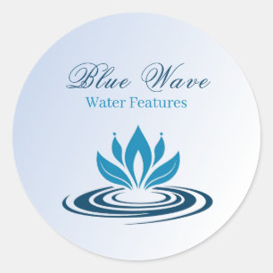 Water Feature Installation Blue Classic Round Sticker