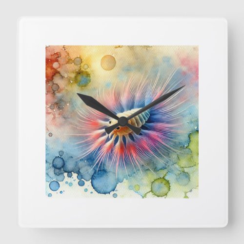 Water flea 290624AREF119 _ Watercolor Square Wall Clock