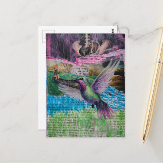 Water Flow Through Abstract Mixed Media Collage Postcard